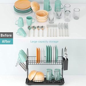 Escurridor de Platos de Doble Capa de Alta Calidad para Cocina, Escurridor de Platos Multifuncional con Drenaje - Product Image 4