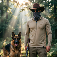 Chemise de chasse respirante à séchage rapide avec demi-zip, motif personnalisé, coupe-vent, extensible et légère pour la pêche et la randonnée (vente en gros)