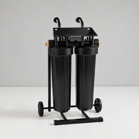 Chariot de filtration d'eau à double boîtier avec cartouche remplaçable, roues, cadre de support, poignées, équipement de filtration portable