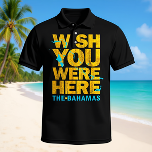 Camiseta 'Wish You Were Here' con Mapa de las Bahamas para Vacaciones en Crucero, para Camisetas Polo - Product Image 3