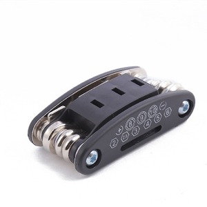 Kit de réparation de pneus de vélo multifonctionnel pliable et personnalisable en acier noir 10 en 1, ensemble d'outils de réparation, clé à molette - Product Image 5