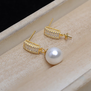 Boucles d'oreilles carrées en argent S925 pour femme JG5364, boucles d'oreilles baroques en diamant, perles DIY, accessoires, composants de bijoux - Product Image 2