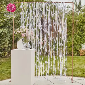 便宜的3D聚酯植物白色人造叶丝带植物背景婚礼派对生日装饰
