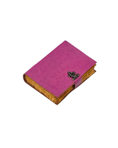 Antique Deckle Edge Leather Handmade Promotional <b>Diary</b> Creative Embossed Garden Flower Design <b>with</b> <b>Lock</b> Writings 7x5 Gift - Product Image 2