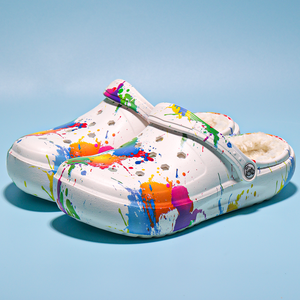 Sepatu Slip On pendek untuk wanita, sepatu selop kasual dalam ruangan modis, hangat ringan dengan fitur tahan air dan jari kaki tertutup Musim Dingin - Product Image 1