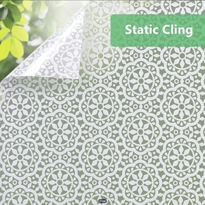 Film adhésif statique translucide FANNA WHT en PVC, motif fleurs blanches givrées, épaisseur 2 mil, pour fenêtre, intimité et décoration intérieure - Vente en gros - Product Image 3