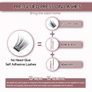 <span class=keywords><strong>Heidi</strong></span> aucune colle nécessaire 8-16mm <span class=keywords><strong>Manga</strong></span> naturel pré-collé cluster cils auto-adhésif cluster cils individuels presse sur les cils - Product Image 4