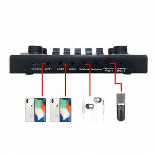 Interfaz de Audio USB de Fábrica, Mezclador de Sonido Externo con Micrófono BT, Tarjeta de Sonido para Teléfono y Computadora, Grabación en Vivo - Product Image 4