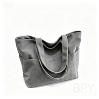 Sac fourre-tout de luxe en velours côtelé BPY pour femmes avec fermeture éclair, tendance