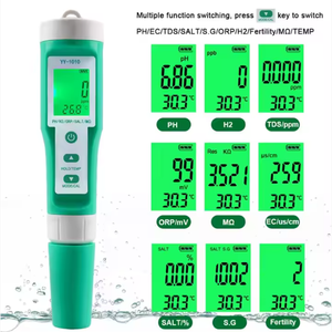 Testeur de salinité alimentaire 10 en 1 Xtester Bibo Xtester YY-1010-10, haute précision, mesure de la salinité alimentaire PH/ORP/EC/H2/S.G/TDS/SALT/TEMP/Res - Product Image 2