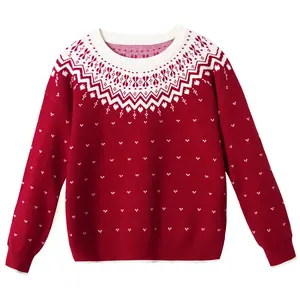 Herbst Winter OEM ODM Damen Rundhals ausschnitt gestrickt hässlichen Pullover Pullover benutzer definierte Logo Unisex Jacquard Strickwaren Weihnachts pullover