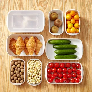 Hot-selling Microwavable Kitchen Storage Box White Storage Box Organizer Plastic Food Storage Container With Lid