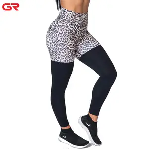 Mallas deportivas personalizadas con estampado de leopardo para mujer, Leggings de cintura alta con realce, dos tonos