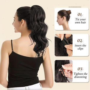 Peluca de cola de caballo para mujer, agarre grande, cordón corrugado con agua, máquina de Clip, doble trama, simulación Natural de moda - Product Image 3