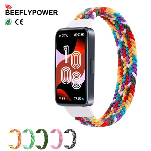 BEEFLYPOWER Quality Smart Watch Band Nylon Braided Single Loop Adjustable Replacement Wristband Bracelet for Huawei Band 8 9 10