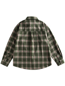 Camicia a maniche lunghe in stile giapponese retrò a quadri, vestibilità ampia, in tessuto spazzolato, per uomo, donna, coppia, casual - Product Image 2