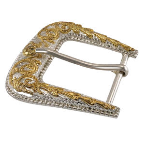 Logotipo personalizado de alta calidad Cliente Metal Aleación de zinc Latón Oro Vaquero occidental 3 piezas Correa de herradura Juego de hebillas de cinturón - Product Image 5