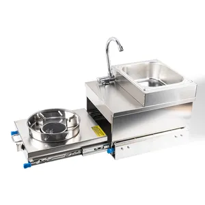 Boat Caravan Campervan Motorhome RV Stainless Steel Pull Out Gas Stove Burner Cooker With Intergrated Sink And Faucet