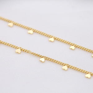 Wholesale 1.6mm <b>Copper</b> Link <b>Chain</b> With 0.6*3mm Heart Charms | DIY Jewelry Making Supplies | Handmade Accessories Material - Product Image 5