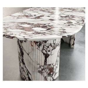 Tavolo da Pranzo Ovale Verde in Marmo Calacatta Viola Naturale, Arredamento Nordico di Lusso Italiano - Product Image 1