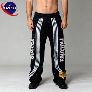 Qzfso กางเกงวอร์มผ้าฝ้าย100% สำหรับผู้ชาย, กางเกงวอร์มกางเกงวิ่งทรงแบ็กกี้กางเกงแฟชั่นแนวสตรีทขาบาน - Product Image 1