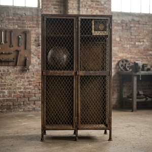 Industrial Vintage 2-<b>Door</b> Rusty Black Iron Metal Finish Eco-Friendly Durable Large Capacity Adjustable <b>Cabinet</b> Living Room - Product Image 3