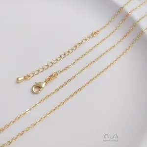 Factory Wholesale 14k Gold Necklace Sweater Chain Spacer Chain Simple Necklace With Water Droplets Extension Chains