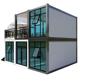 faltbares haus vorgefertigter container winziges haus glas mobile häuser 2 schlafzimmer container haus - Product Image 1