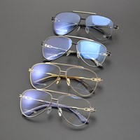 Montures de lunettes unisexes ultra-légères en titane style pilote pour adultes, verres correcteurs personnalisés, motif géométrique, usage quotidien, protection informatique