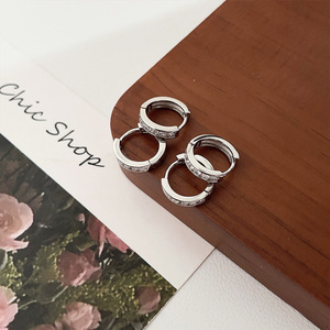 S925 <b>Silver</b> Huggie Earrings Round Zirconia <b>Studs</b> For Women Everyday Wear Luxury Style - Product Image 4