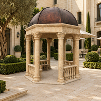 Gazebo en marbre, pavillon hexagonal en pierre, dôme en cuivre, colonnes corinthiennes pour la décoration de jardin, villa, parc