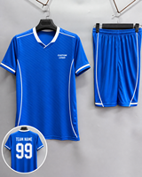 Seragam Sepak Bola Kustom OEM Lengan Pendek 160g Ringan Bahan Polyester Bernapas untuk Tim Pemain dengan Transfer Panas