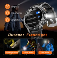 Reloj Inteligente Deportivo para Exteriores AK87, Linterna de 1.7 Pulgadas, Batería Grande de 1000 mAh, Resistente al Agua IP68, Reloj para Hombre con Llamadas Bluetooth, Reloj Inteligente AK87