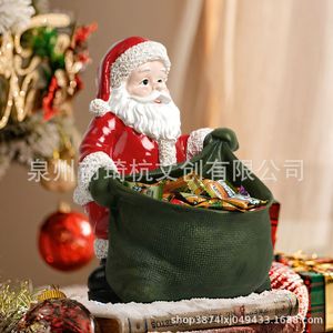 Boîte de rangement Père Noël en résine, 1-3L, décoration de Noël, porte-bonbons, décoration de bureau - Product Image 1