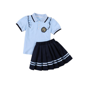 Conjunto de uniforme escolar de dos piezas con etiqueta personalizada para estudiantes de guardería y niñas - Product Image 4