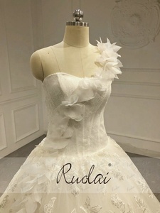 OWD-H2312 una spalla spalline fiori abiti da sposa Tulle Appliqued abito per <span class=keywords><strong>matrimonio</strong></span> - Product Image 3