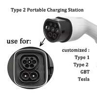 Chargeur EV portable 7kW 32A Type 2 Niveau 2 Station de recharge pour voiture électrique Utilisation domestique Courant réglable Câble Affichage LCD