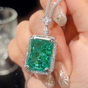 New Products 2026 Jewelry Eco-friendly <b>Copper</b> Black Gold Plated Radiant Cut 15*20mm Square Paraiba Tourmaline Pendant Necklace - Product Image 2
