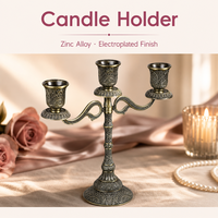 Candélabre en alliage de zinc bronze à 1/3/5 bras, chandelier européen pour table à manger, dîner aux chandelles, décoration intérieure, OEM