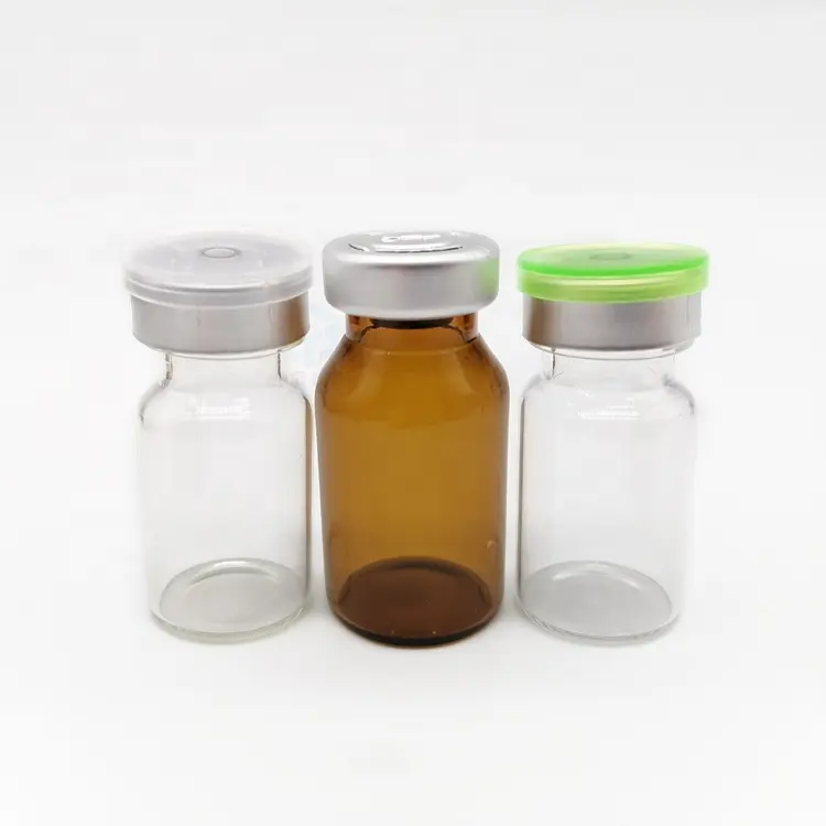 Botol Kaca Bening Tipe II, Botol Botol Kaca Farmasi Dengan Butil Karet Stopper untuk Obat Injeksi