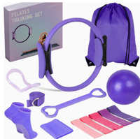 Ensemble d'équipements de Pilates pour la maison, ballon de yoga miniature en PVC, anneau de Pilates Magic Circle, bande de résistance élastique légère.
