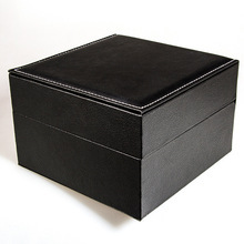 Wholesale Luxury <b>Black</b> <b>Leather</b> <b>Watch</b> Case Dustproof Rectangle Design Outside Position <b>Black</b> Box - Product Image 4
