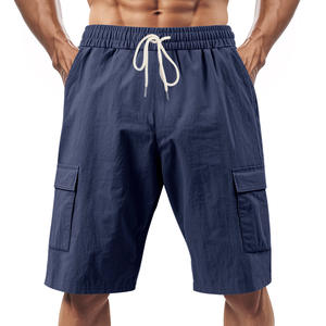PASUXI pantaloncini di lino da uomo alla moda personalizzati da uomo estivi da spiaggia da uomo nuovi pantaloncini Cargo larghi per il tempo libero - Product Image 6