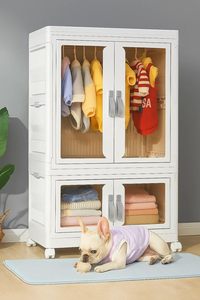 Armario de Almacenamiento <span class=keywords><strong>para</strong></span> <span class=keywords><strong>Ropa</strong></span> de Mascotas, 2 Niveles, Plegable, con Barra <span class=keywords><strong>para</strong></span> Colgar, Ligero, Impermeable, Protección Contra el Polvo, Portátil, <span class=keywords><strong>para</strong></span> <span class=keywords><strong>Perros</strong></span>, Gatos y Otras Mascotas - Product Image 6