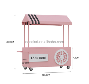 屋外庭園公園用小道具 モダンキオスク フードカート 工場卸売 カスタムメイド 2メートル高さの金属製移動式フードカート（車輪付き） - Product Image 6