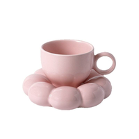 Ensemble de tasses à café en céramique rose personnalisé, style INS, tasse à fleurs créative pour le thé de l'après-midi et le petit-déjeuner, valeur esthétique élevée