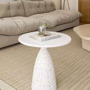 <span class=keywords><strong>Table</strong></span> d'appoint ronde en <span class=keywords><strong>terrazzo</strong></span> blanc moucheté, base sur piétement, <span class=keywords><strong>table</strong></span> d'appoint moderne minimaliste pour salon, petit espace, <span class=keywords><strong>chevet</strong></span> - Product Image 4