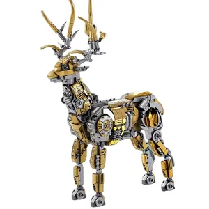 KY7711 hadiah mainan hewan Robot teknologi blok bangunan Model rusa mekanik hadiah kreatif untuk anak-anak Natal