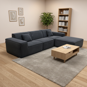 Ensemble de canapés modulaires <span class=keywords><strong>en</strong></span> tissu chenille côtelé minimaliste : <span class=keywords><strong>canapé</strong></span> compact de style vintage avec modules emballés sous vide pour les petits espaces - Product Image 1