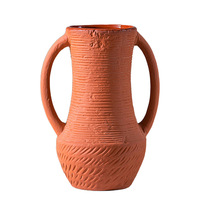 Vase en poterie rouge moderne Vente directe d'usine Fleur en céramique en terre cuite Décoration intérieure Échantillon de carte personnalisé pour mariages